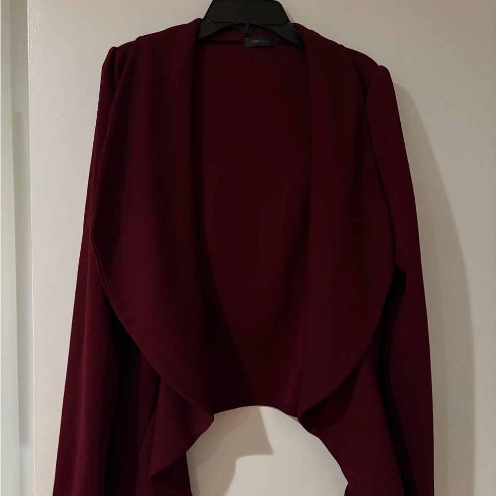 Burgundy Open Front Cardigan